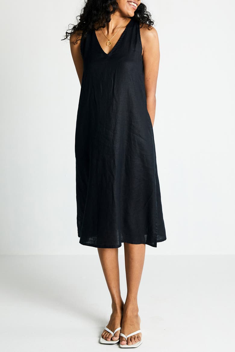 V-Neck Straight Dress, Alternate, color, Black