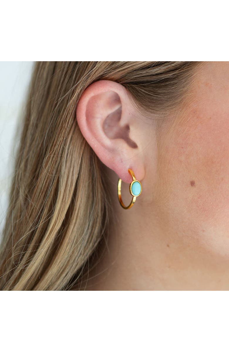 Erin McDermott Jewelry Turquoise Oval Mini Hoops, Alternate, color, Blue-Green