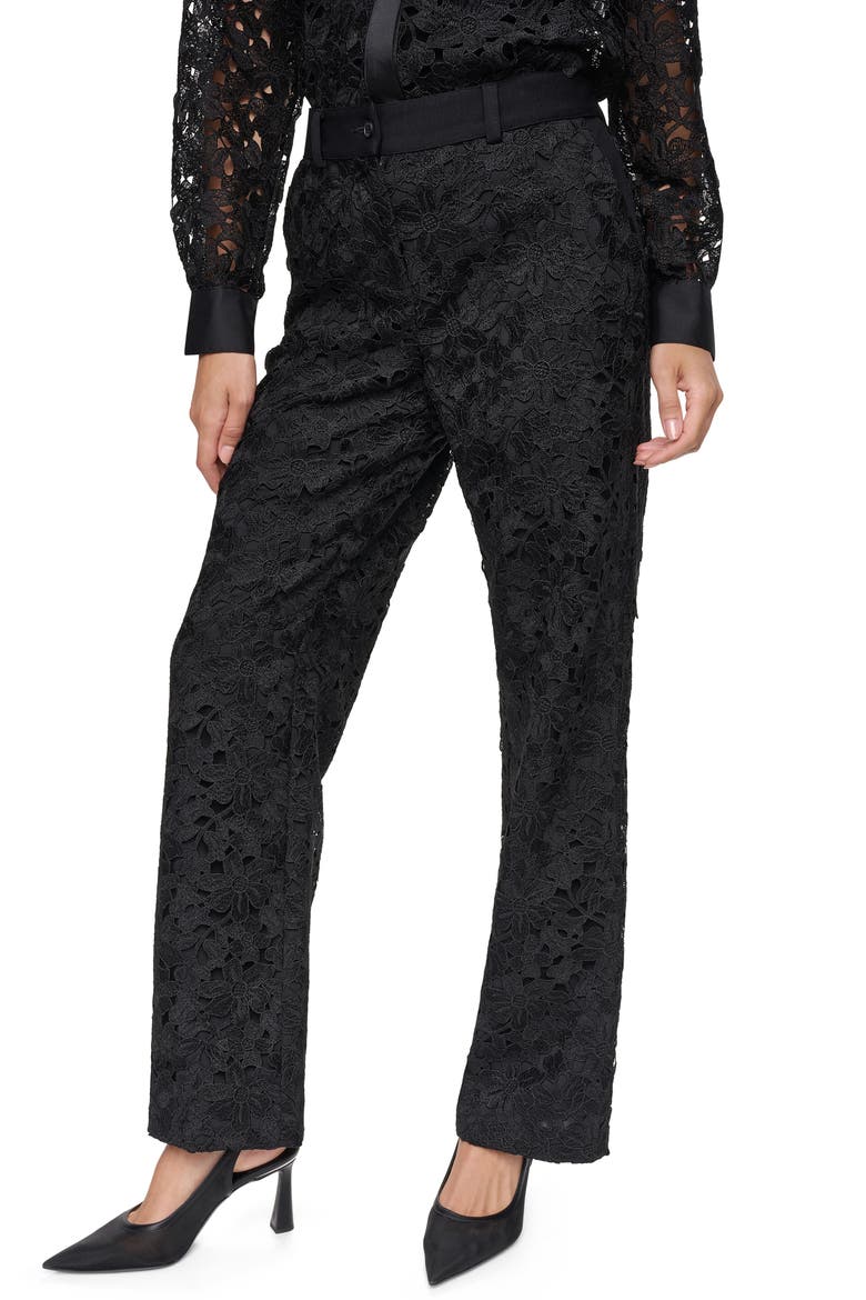Floral Lace Pants, Main, color, BLACK