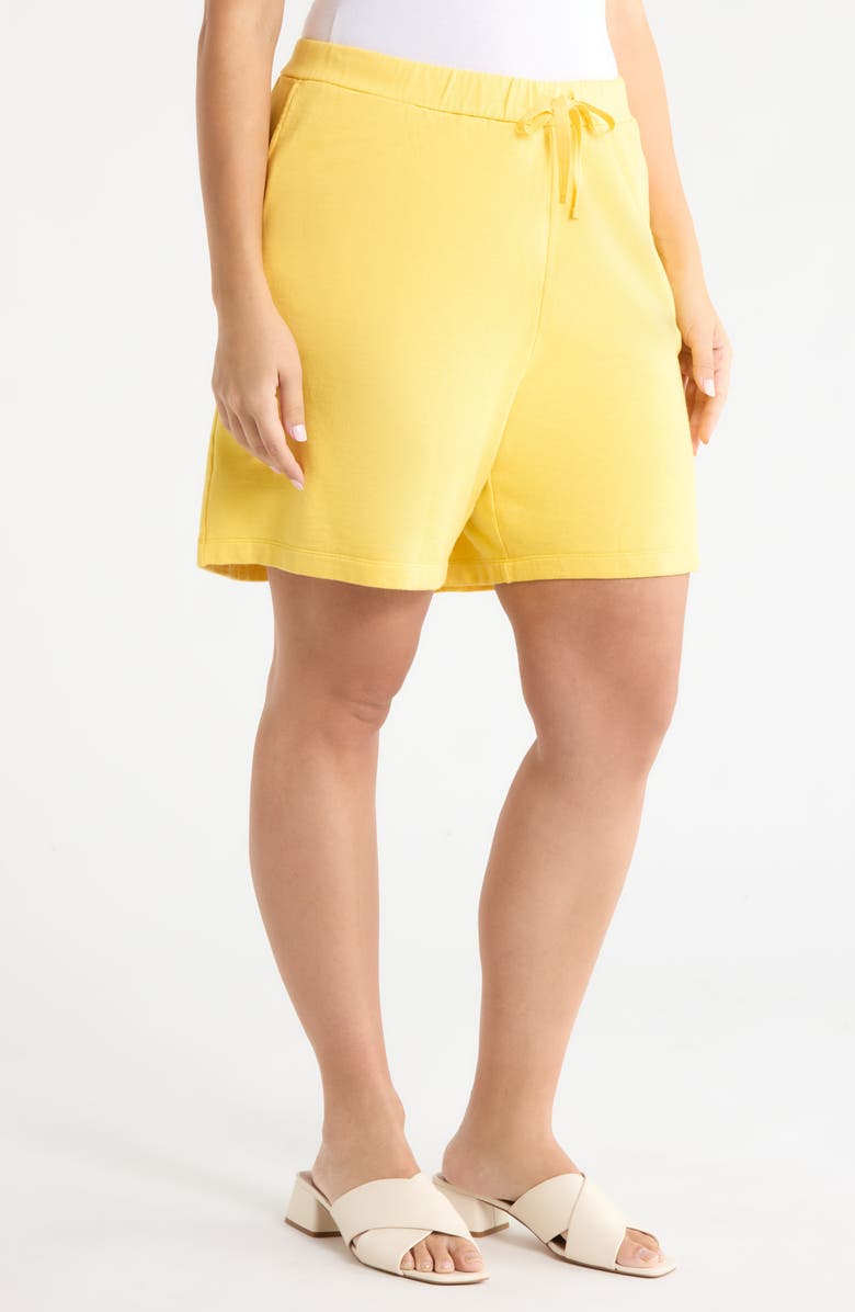 Eileen Fisher Organic Cotton French Terry Drawstring Shorts, Alternate, color,
