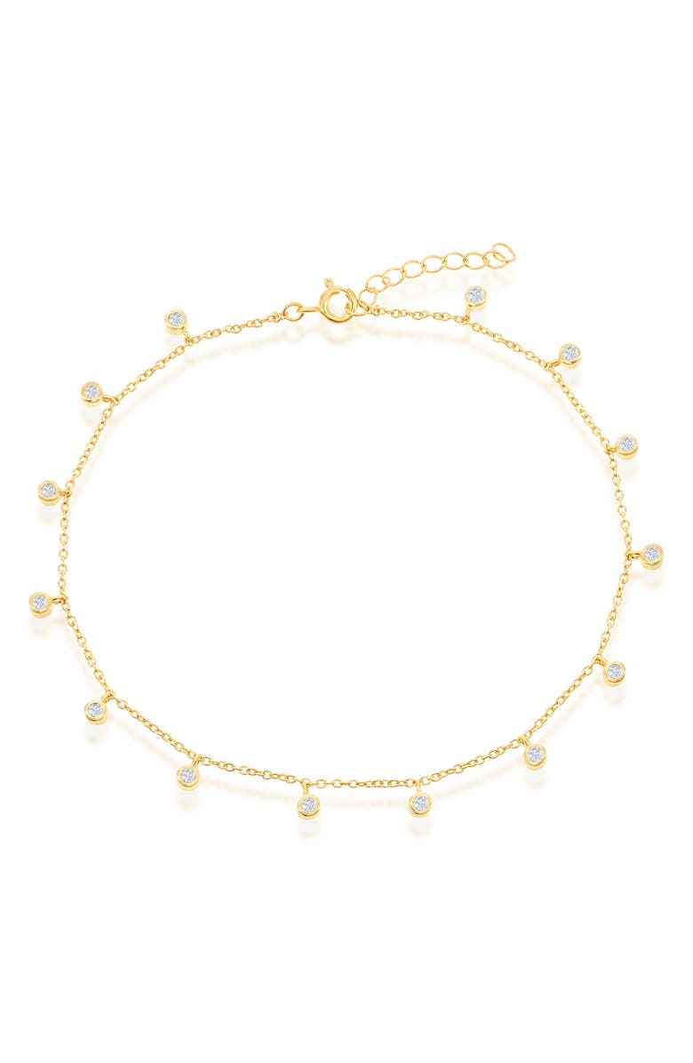 SIMONA Bezel CZ Charms Anklet, Main, color, Gold