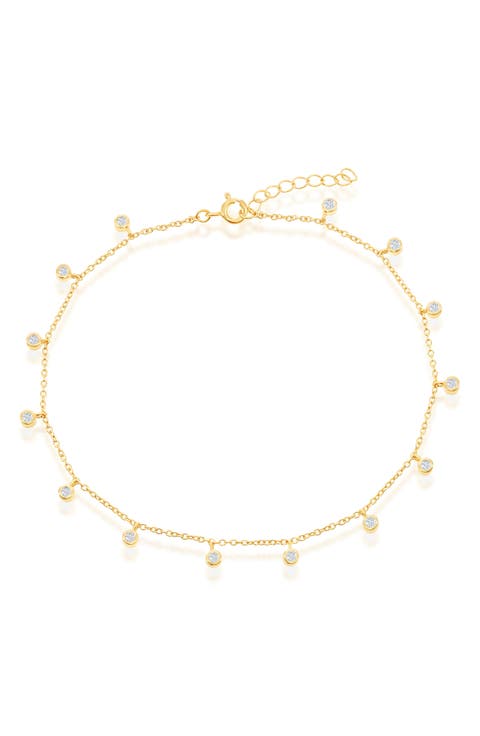 Bezel CZ Charms Anklet