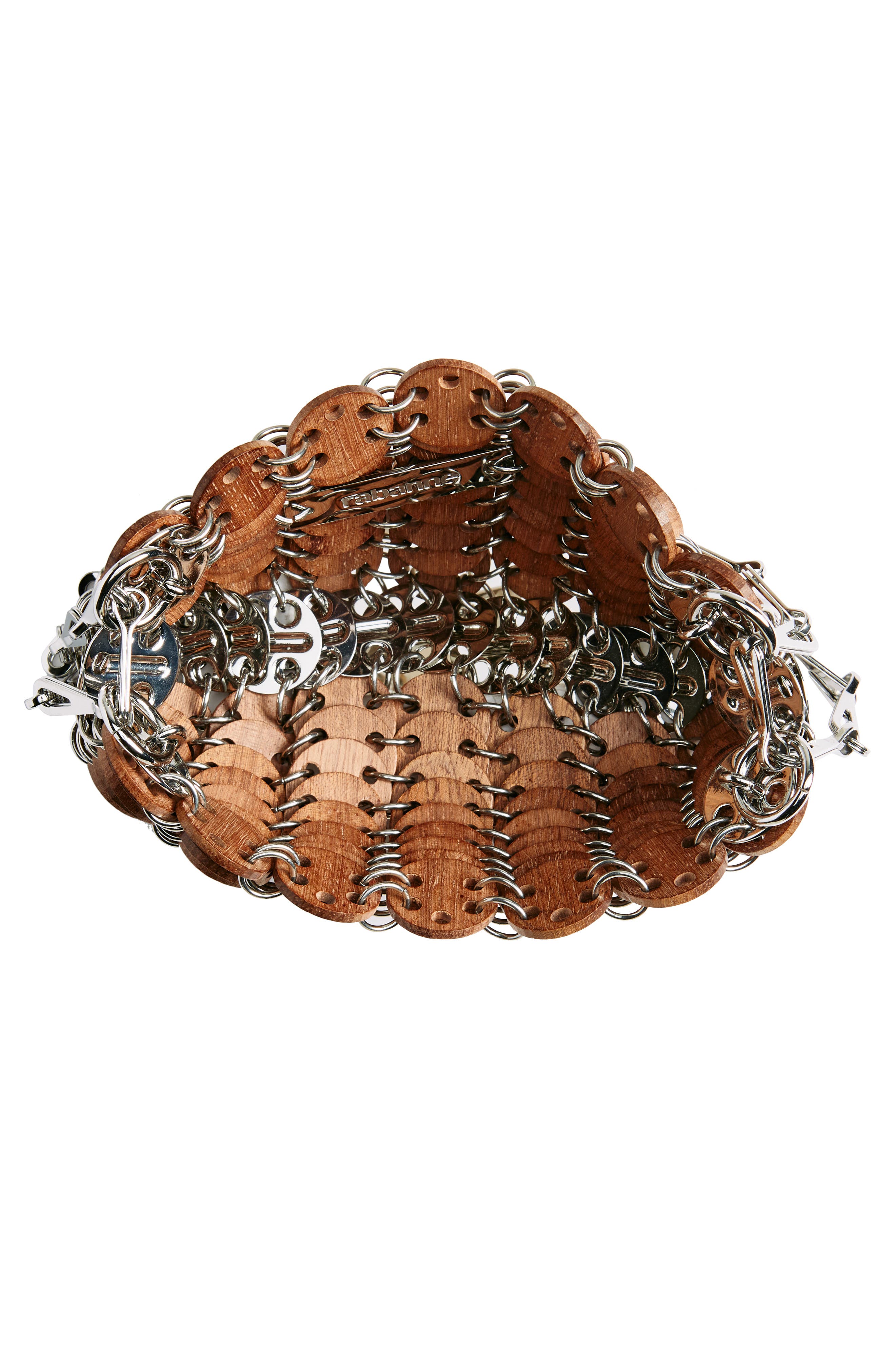 Rabanne 1969 Iconic Wood & Metal Shoulder Bag, Alternate, color, Rust / Silver
