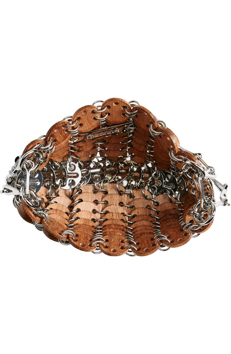Rabanne 1969 Iconic Wood & Metal Shoulder Bag, Alternate, color, Rust / Silver