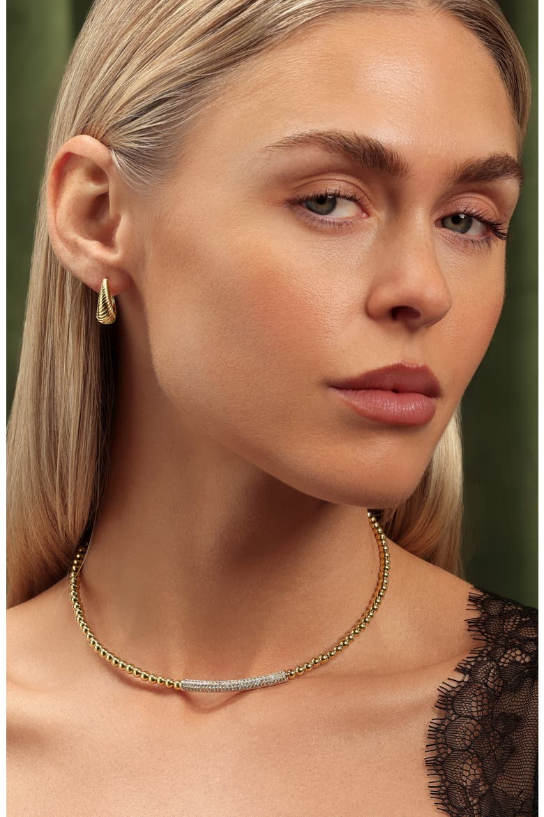 Modern Muse Ribbed Huggie Hoop Earrings, Alternate, color, GOLD