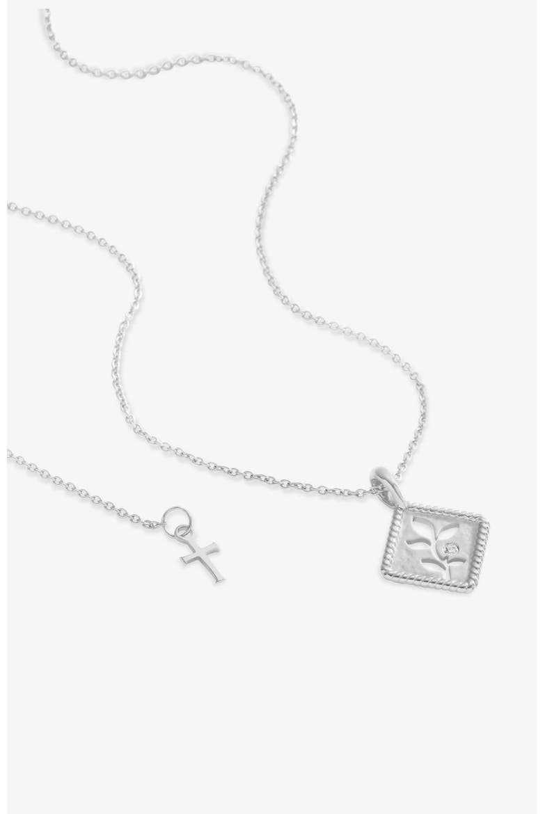 Olive Leaf Pendant Necklace, Alternate, color, Sterling Silver