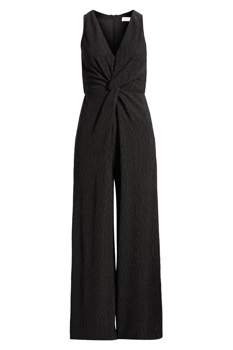 Plissé Sleeveless Wide Leg Jumpsuit, Alternate, color, BLACK