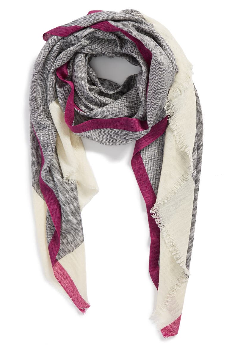 Stripe Herringbone Scarf, Main, color, MULTI