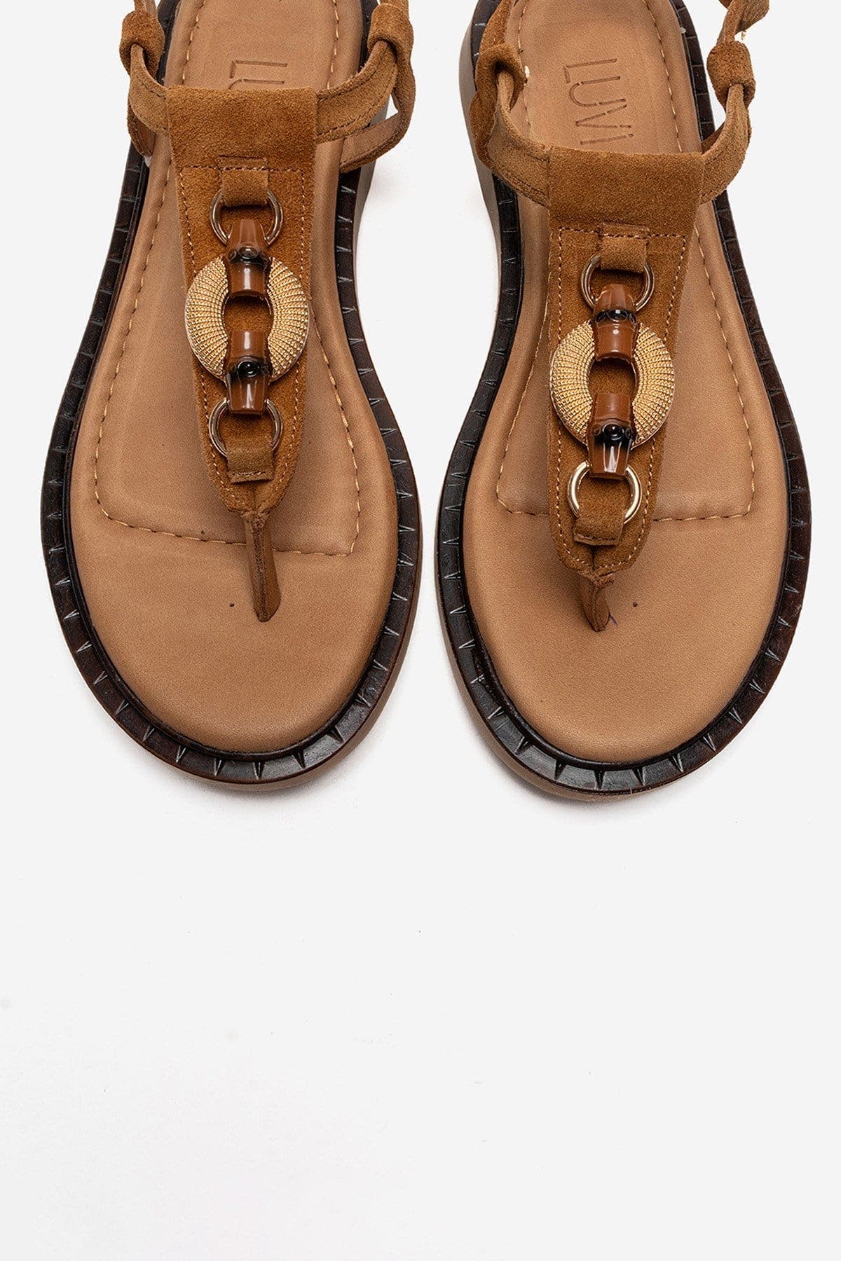 Forever & Always Shoes Tiana Leather Buckled Sandal, Alternate, color, Cognac Suede