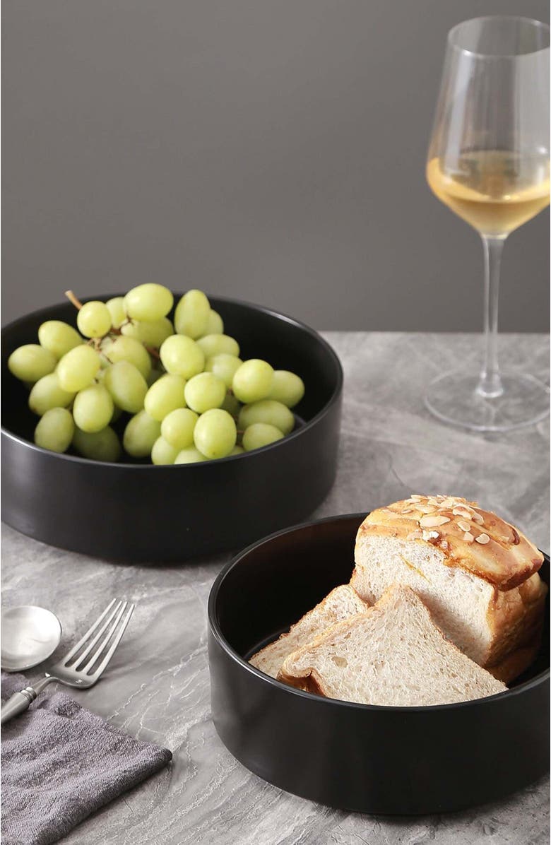 Stone Lain Celina Stoneware 2-Piece Serving Bowl Set, Alternate, color, Black