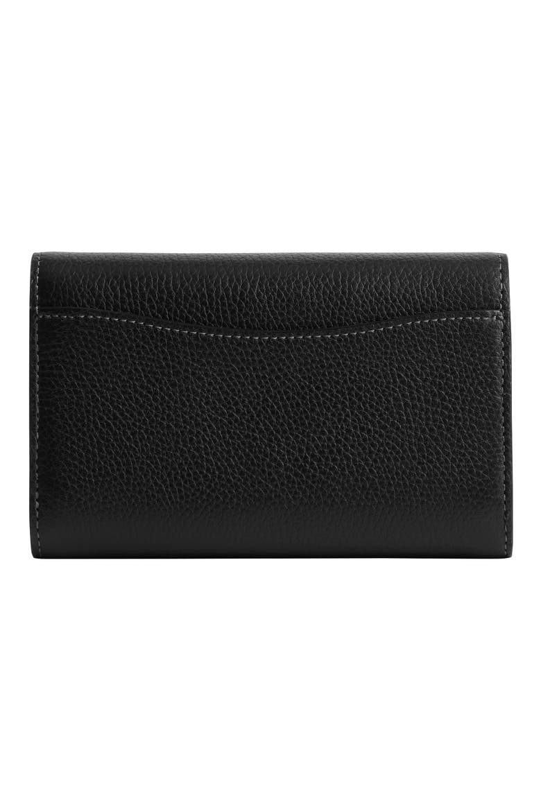 Essential Polished Pebble Leather Trifold Wallet, Alternate, color, BLACK