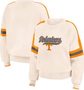 WEAR by Erin Andrews Women's WEAR by Erin Andrews  Cream Tennessee Volunteers Chenille Woven Patch Stripe Pullover Sweater