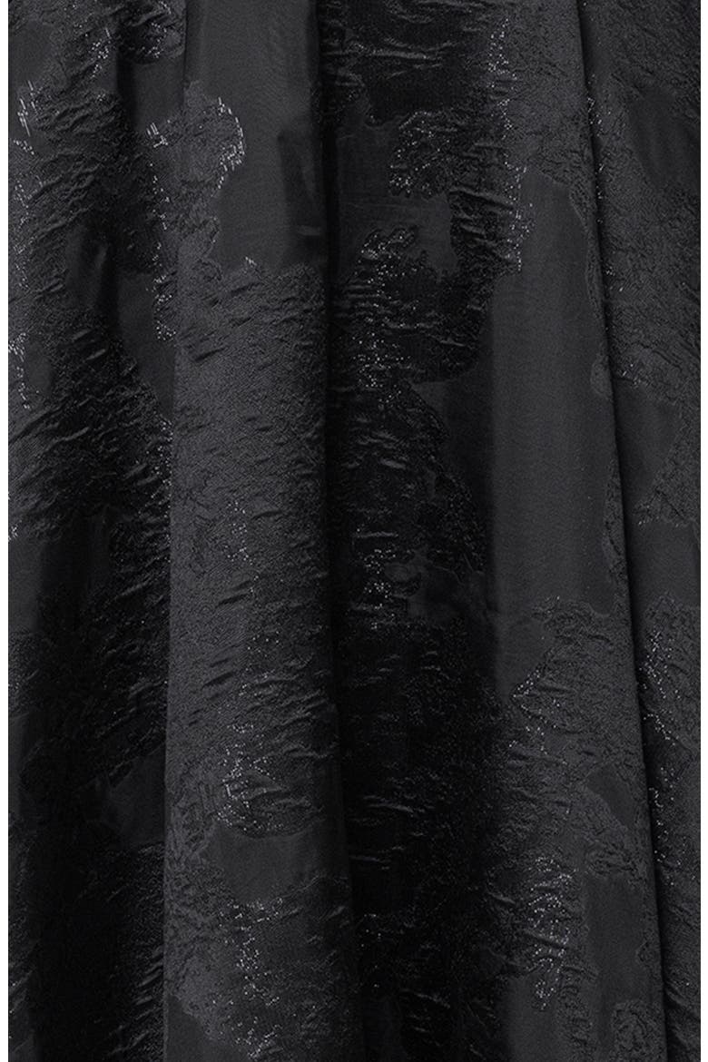 Floral Brocade Strapless Gown, Alternate, color, BLACK