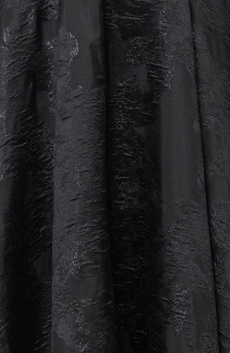 Betsy & Adam Floral Brocade Strapless Gown, Alternate, color, Black