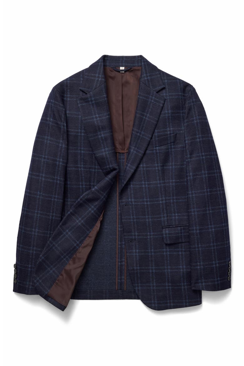 Italian Wool Blend Windowpane Blazer, Main, color, NAVY DOUBLE WINDOWPANE