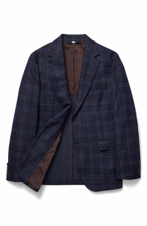 Italian Wool Blend Windowpane Blazer