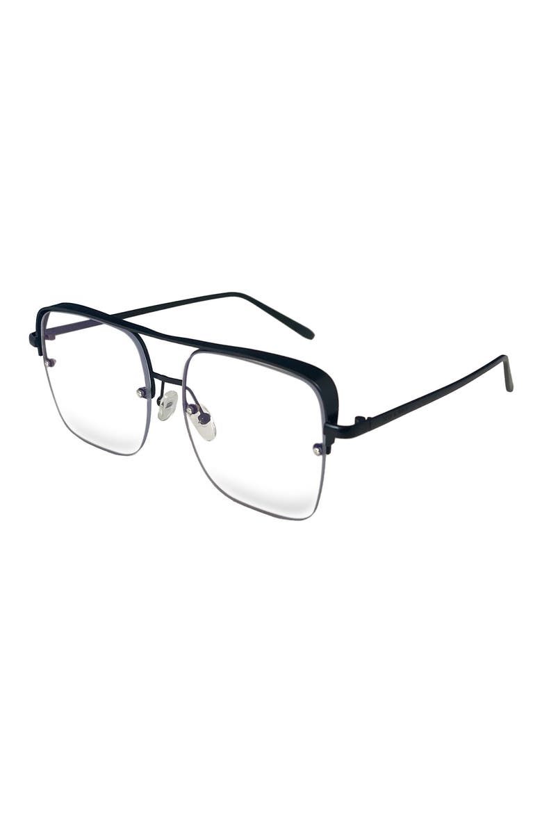 Sunday 58mm Aviator Blue Light Blocking Glasses, Alternate, color, BLACK/ CLEAR