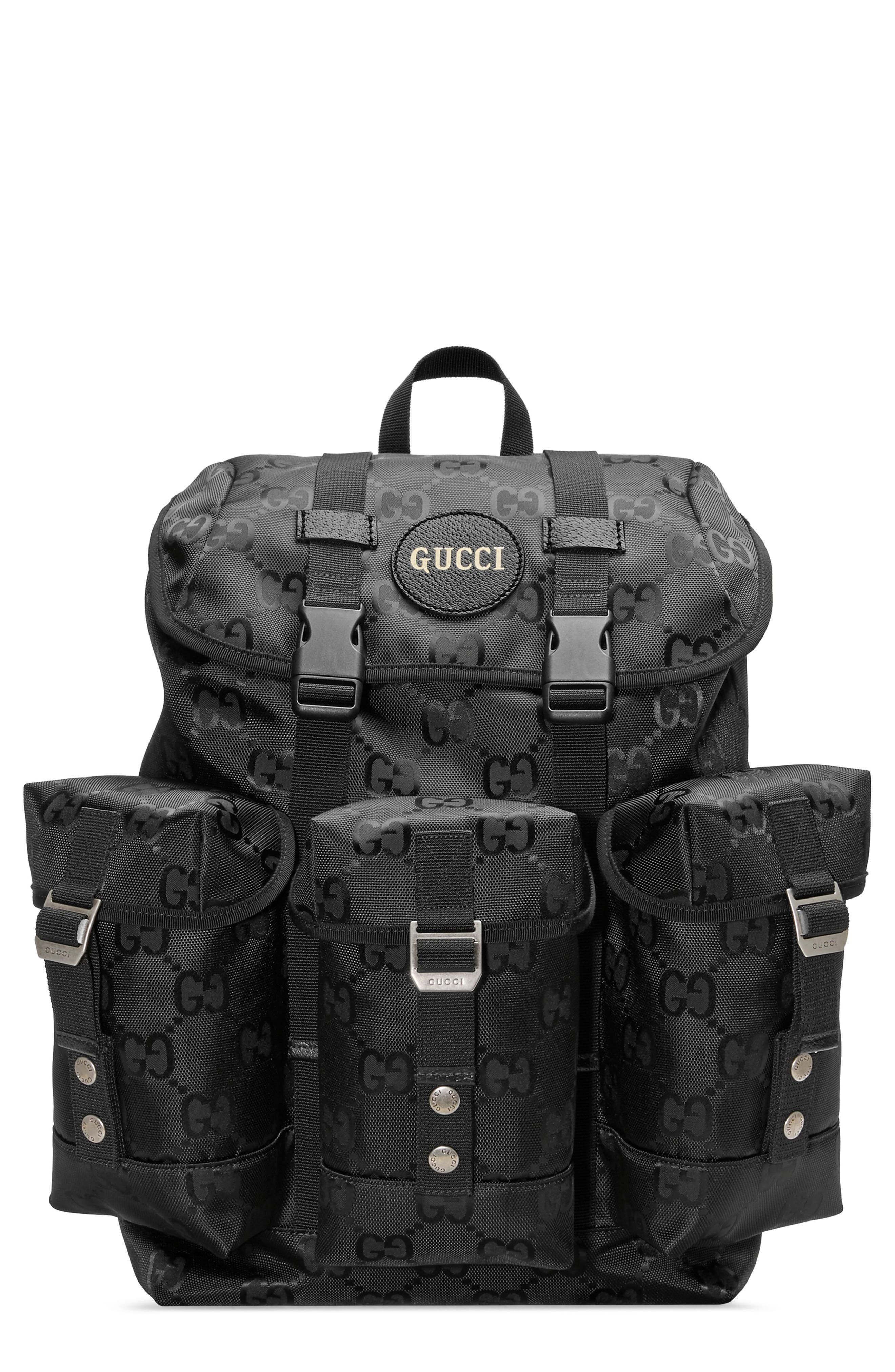 GG Nylon Backpack, Main, color, BLACK