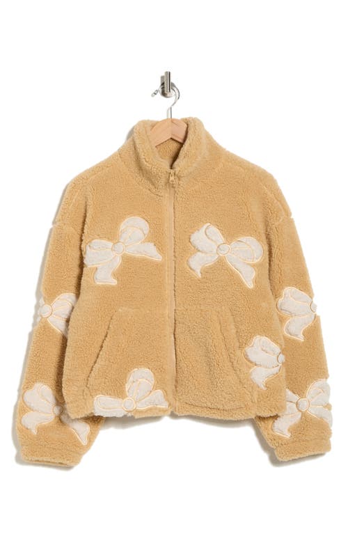 Thread & Supply Bow Patch Faux Shearling Jacket In Multi