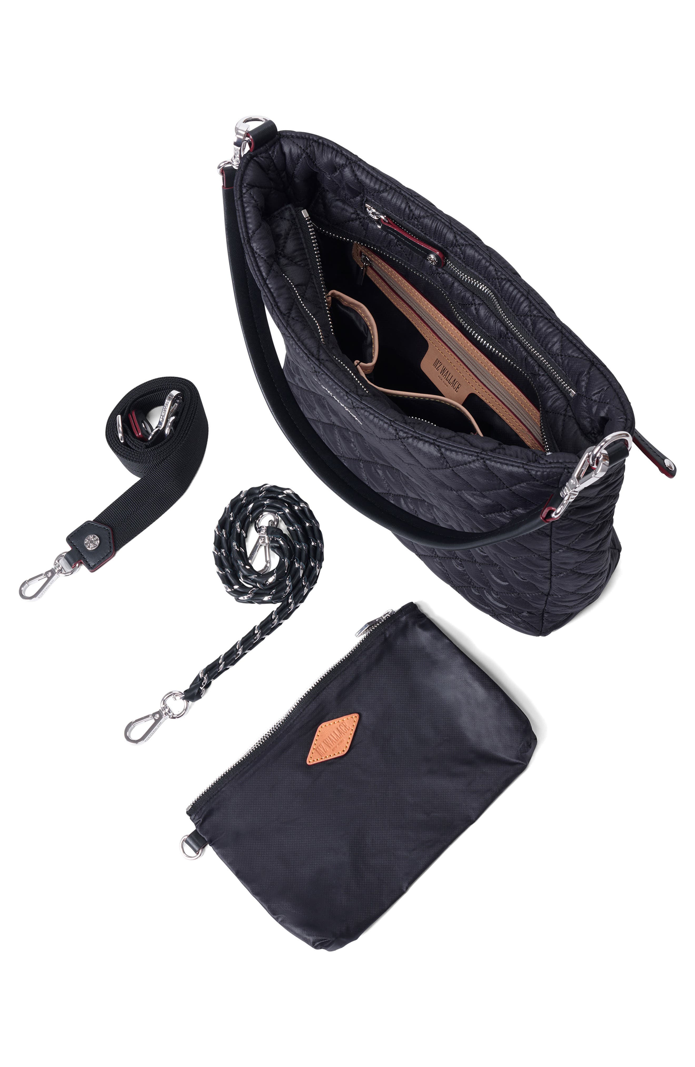 MZ Wallace Crosby Quilted Nylon Hobo Bag, Alternate, color, 