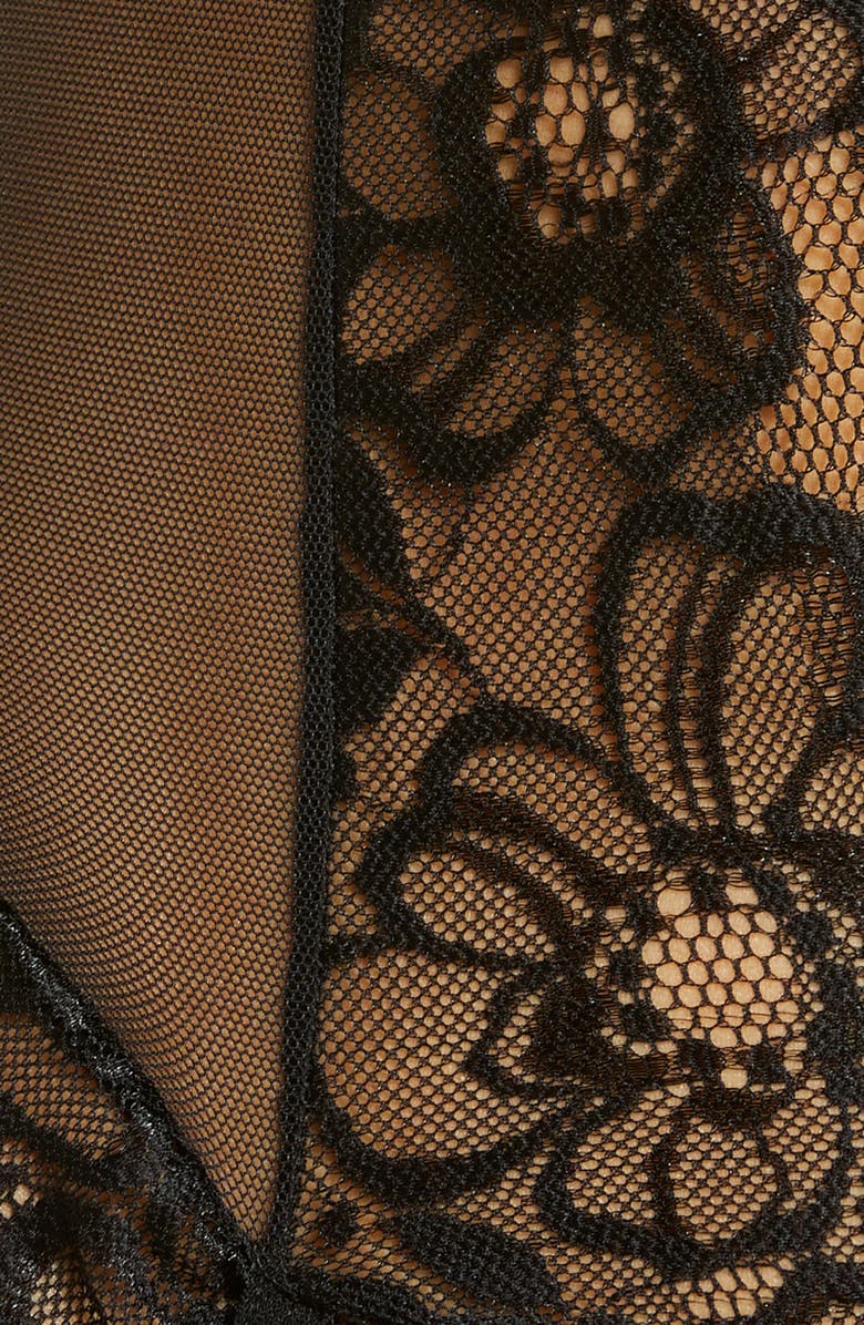 Mapale Heart Cutout Lace Teddy with Garter Straps, Alternate, color, 