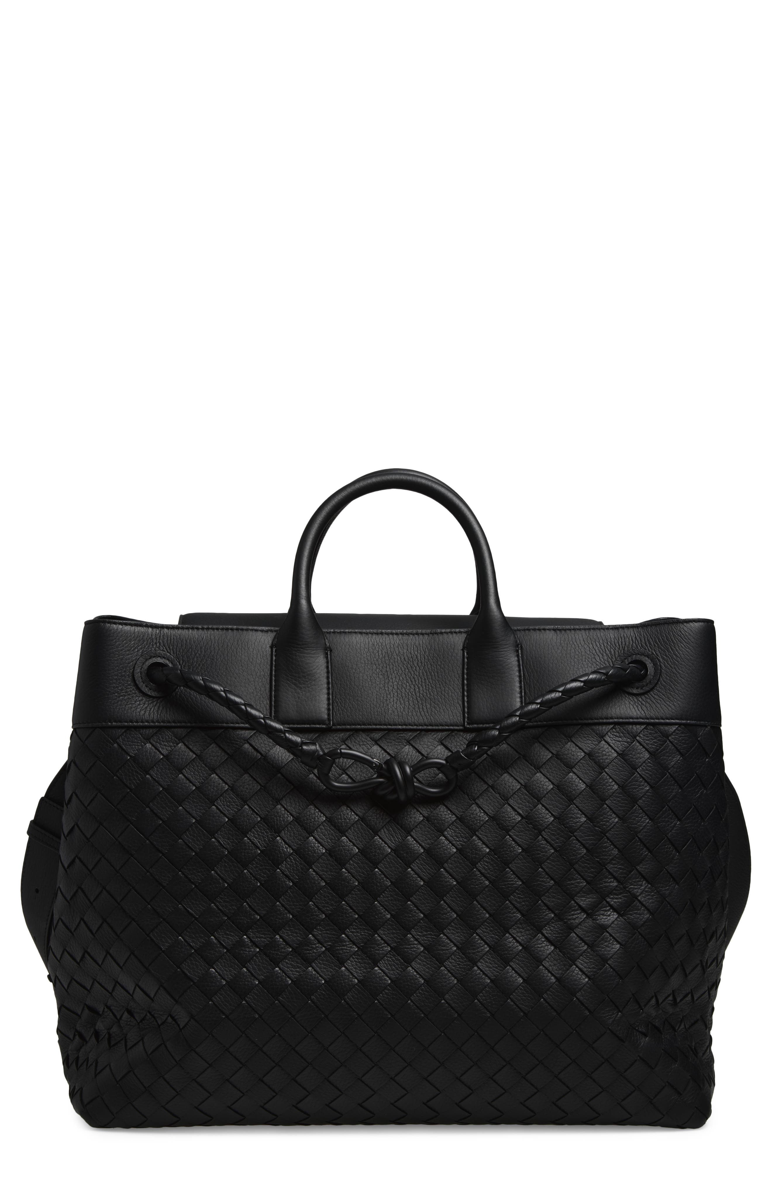 Bottega Veneta Andiamo Voyager Intrecciato Tote, Main, color, 8966 Black-Nero Opaco