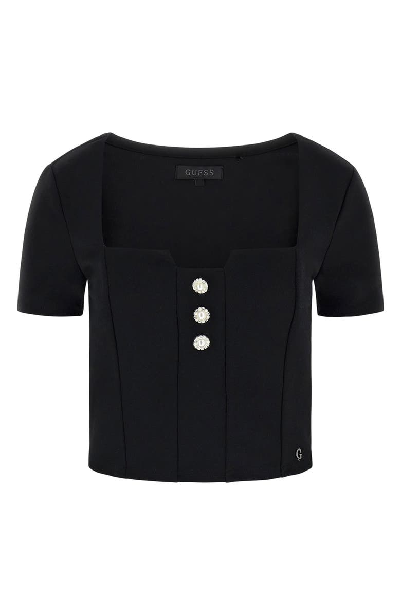 GUESS Evelina Crop Top, Alternate, color, Jblack-Black