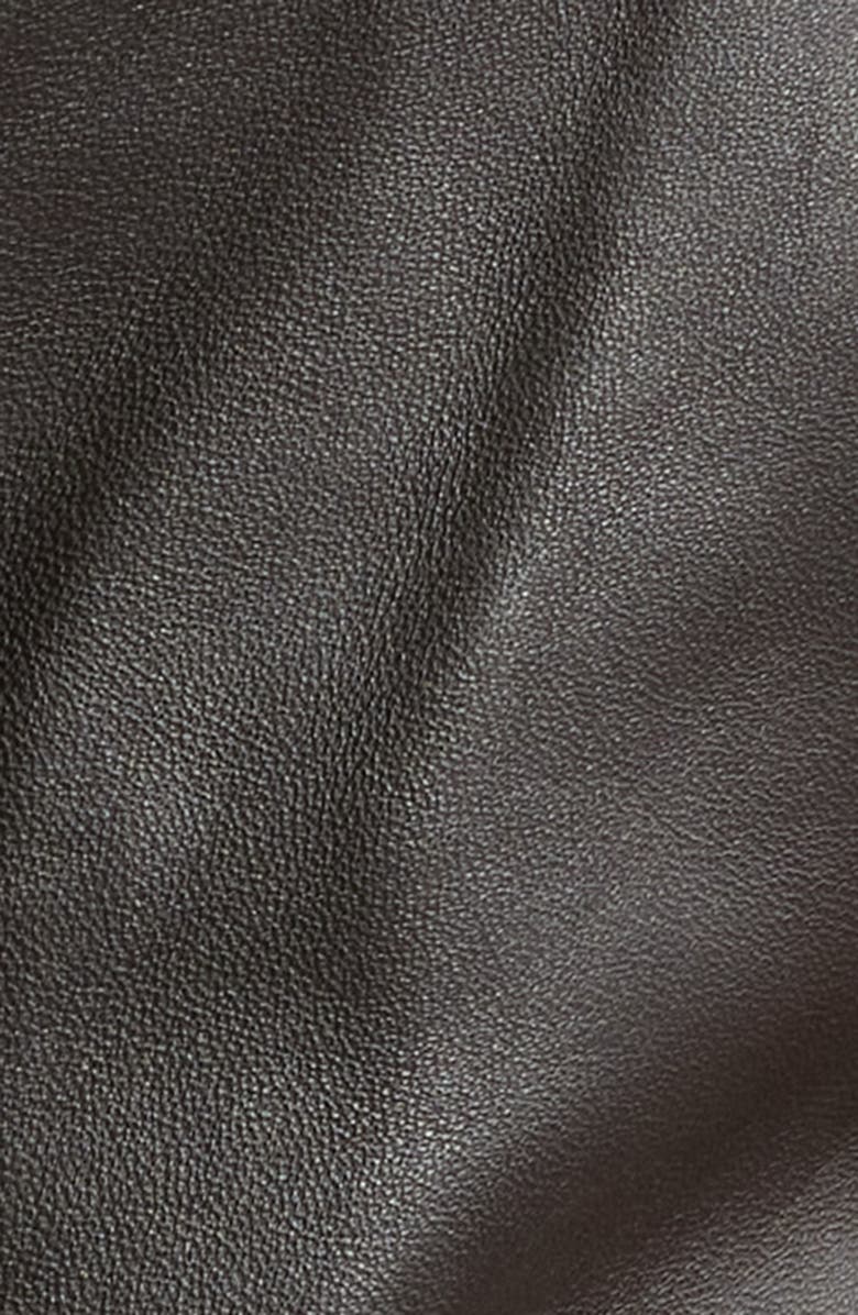 FRAME The Cuffed Crop Leather Jacket, Alternate, color, Dark Brown