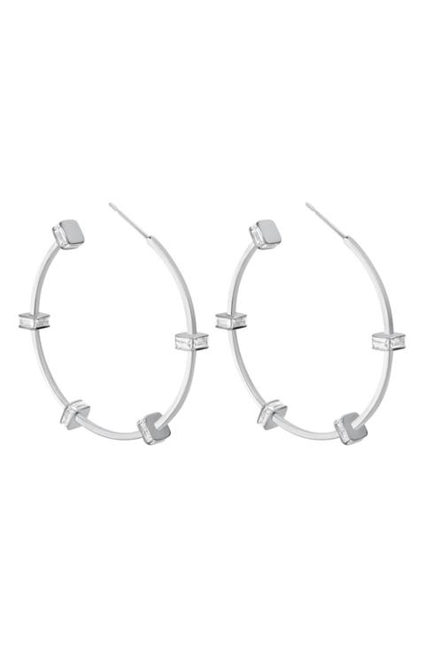 Bridget CZ Station Hoop Earrings