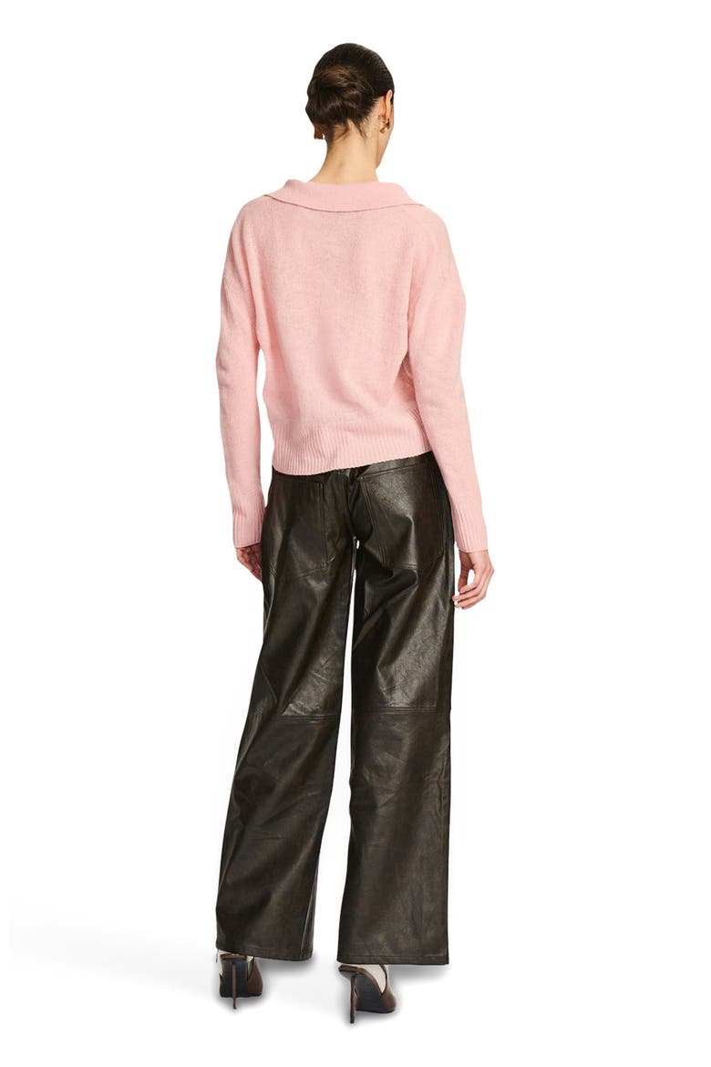 Featherweight Cashmere Polo Sweater, Alternate, color, Peony