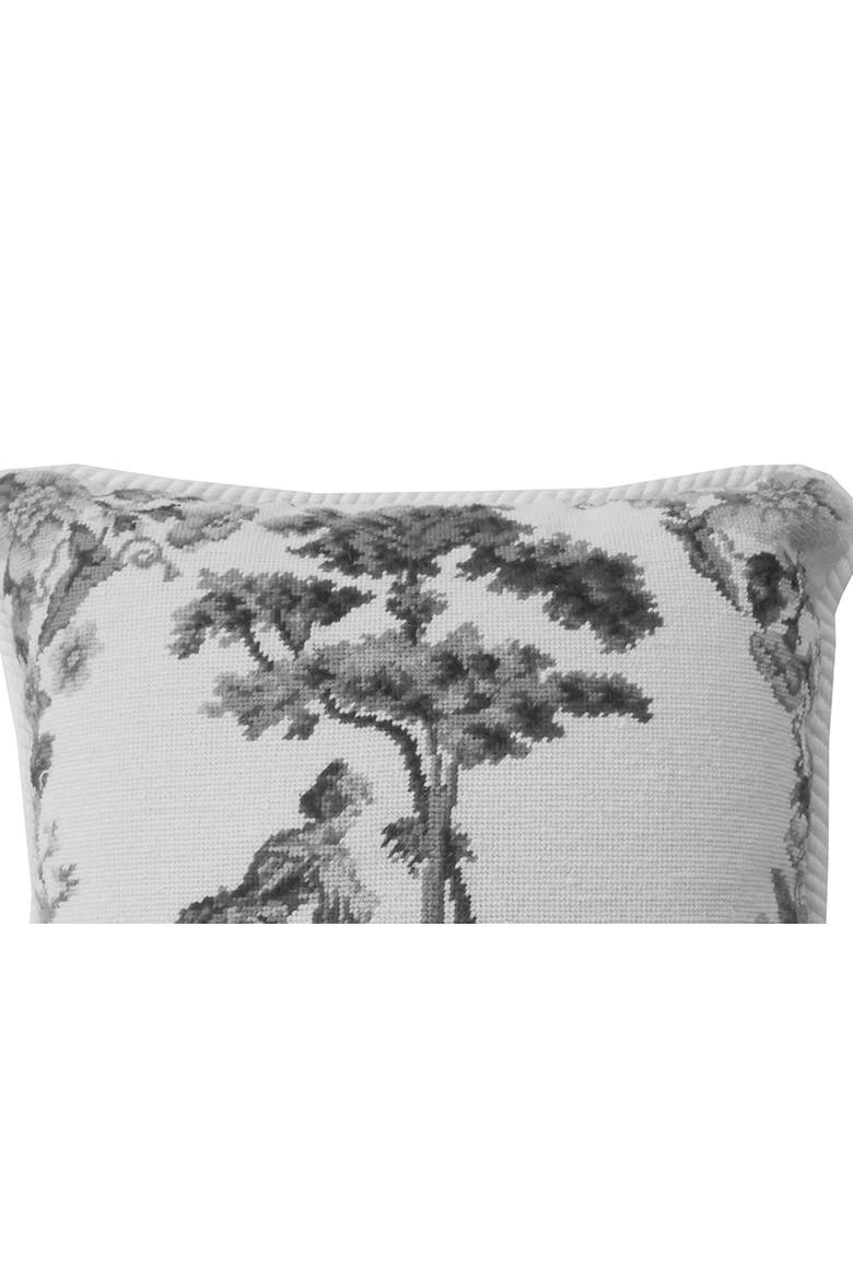Colonial Williamsburg Black Toile Needlepoint Accent Throw Pillow, Alternate, color, black