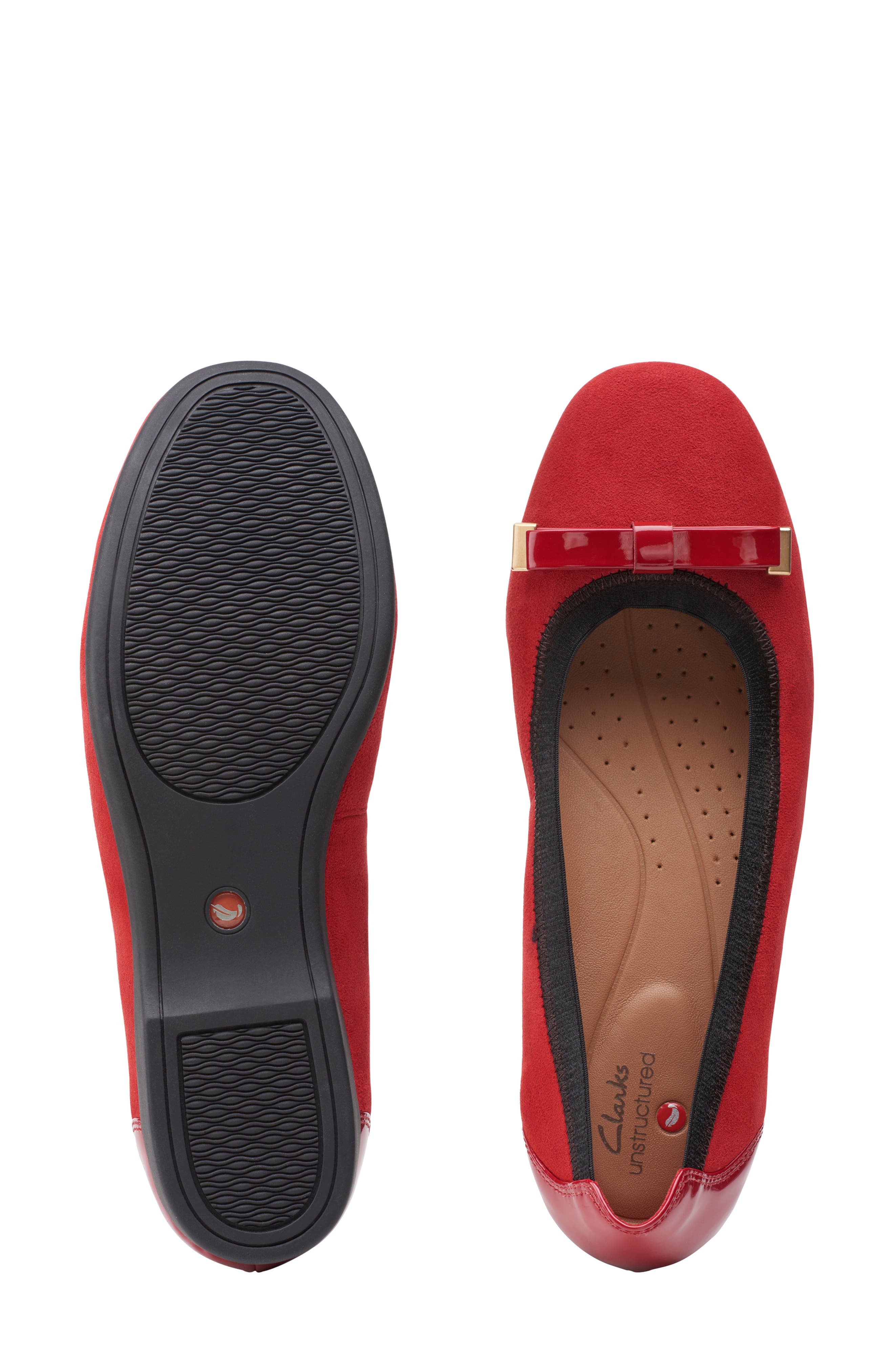 Un Darcey Bow Flat, Alternate, color, RED SUEDE