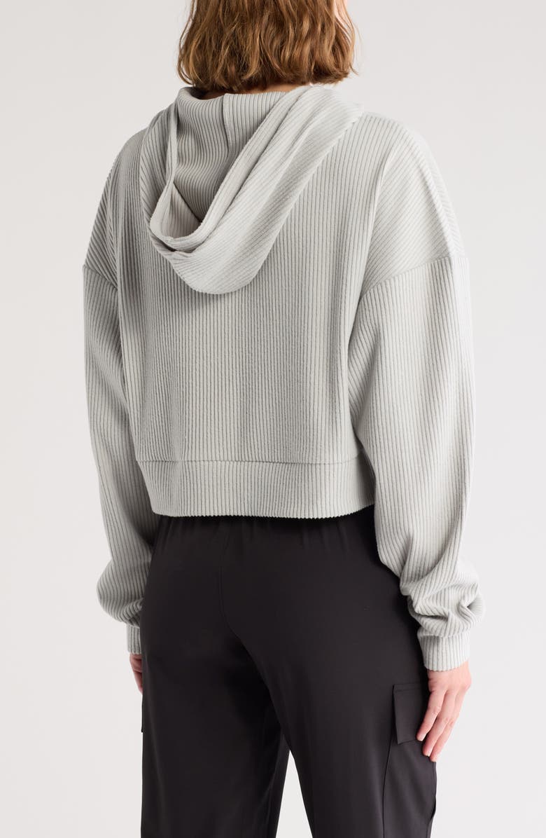 X by Gottex Crop Rib Hoodie, Alternate, color, Grey