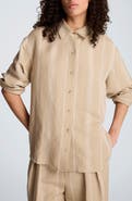 Kenneth Cole Stripe Button-Up Boyfriend Shirt
