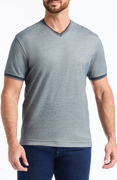 Holton V-Neck Cotton Blend Piqué T-Shirt