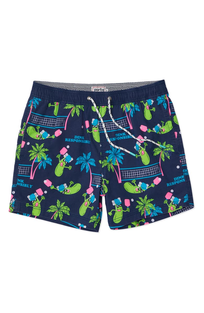 Party Pants Dink Responsibly Swim Trunks, Alternate, color, Navy Blue