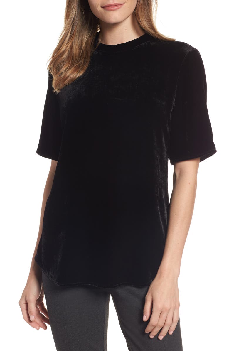 Eileen Fisher High Neck Velvet Top, Main, color, 