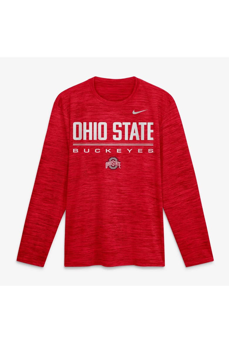 Men's Nike Scarlet Ohio State Buckeyes Sideline Velocity Dri-FIT Long Sleeve T-Shirt, Main, color, Scarlet