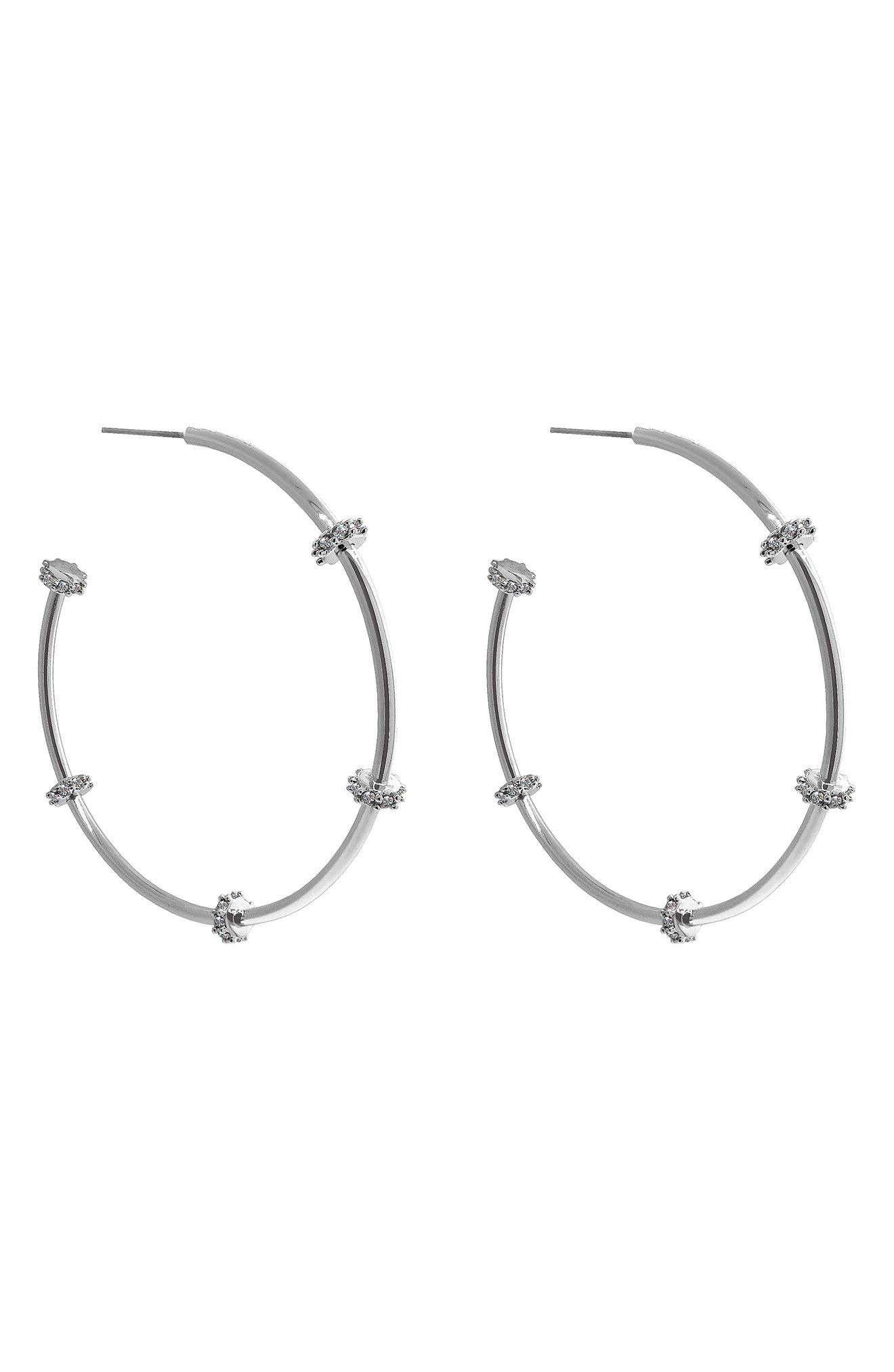 Liza Schwartz Stella 18K Gold Plated CZ Station Hoop Earrings