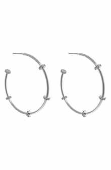Liza Schwartz Stella 18K Gold Plated CZ Station Hoop Earrings