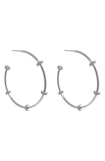 Liza Schwartz Stella 18K Gold Plated CZ Station Hoop Earrings