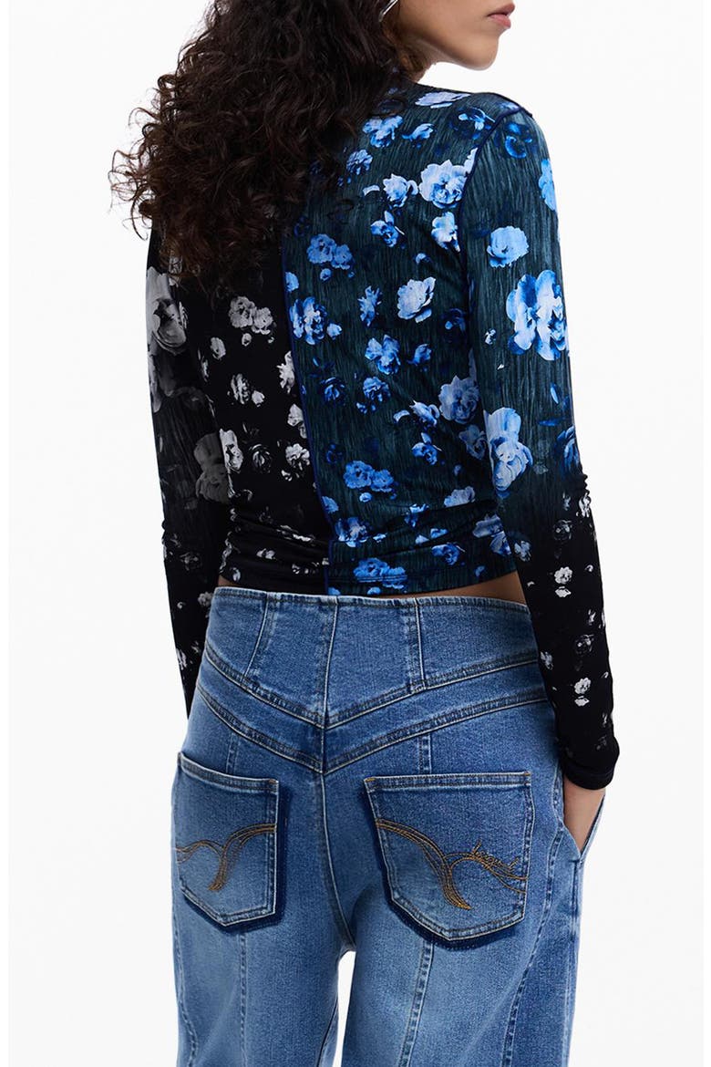 Floral Print Long Sleeve Shirt, Alternate, color, BLACK