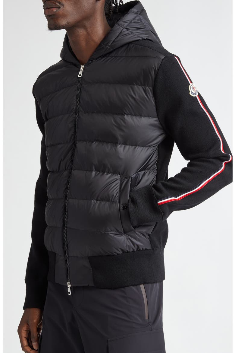 Hybrid Down & Wool Full Zip Hoodie, Alternate, color, BLACK
