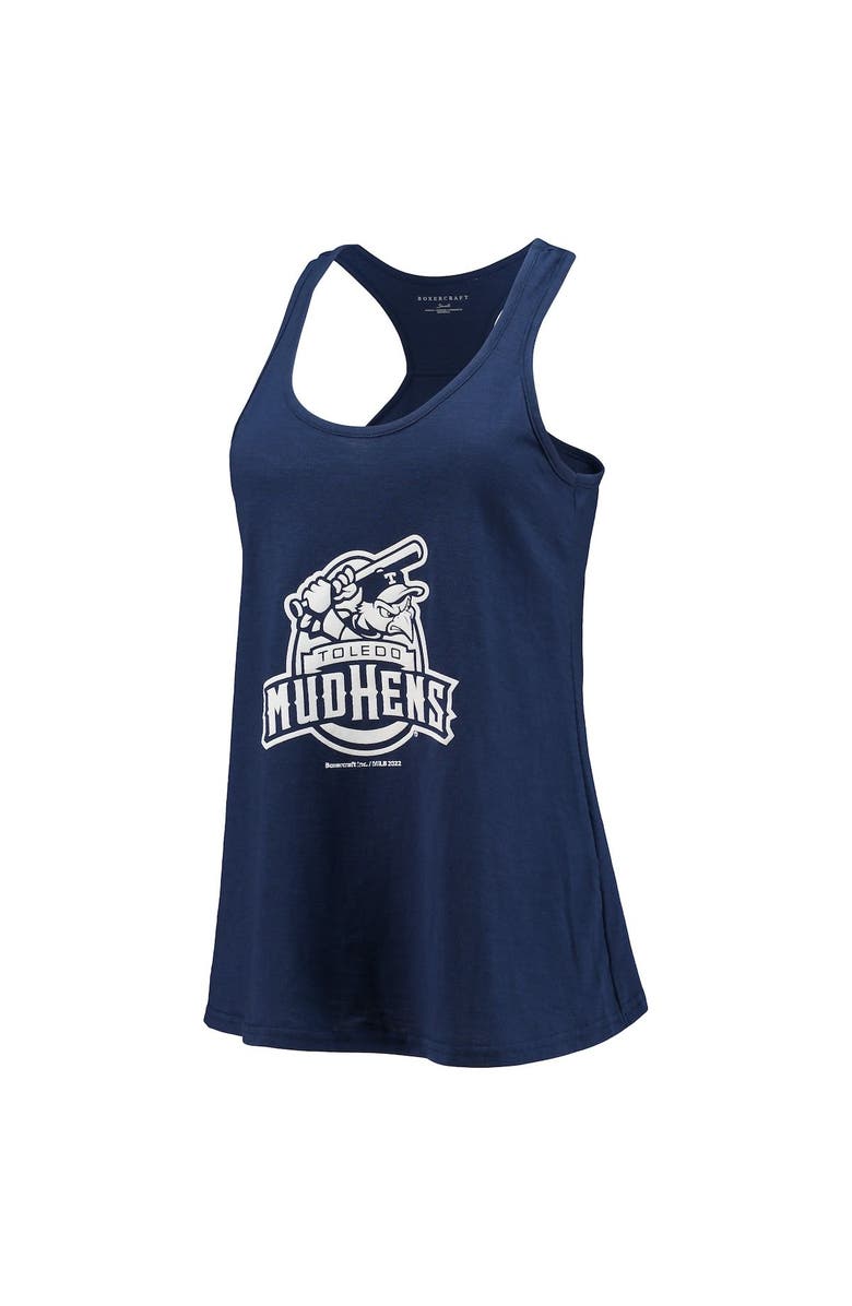 BOXERCRAFT Women's Navy Toledo Mud Hens Charm Scoop Neck Racerback Tank Top, Alternate, color, 