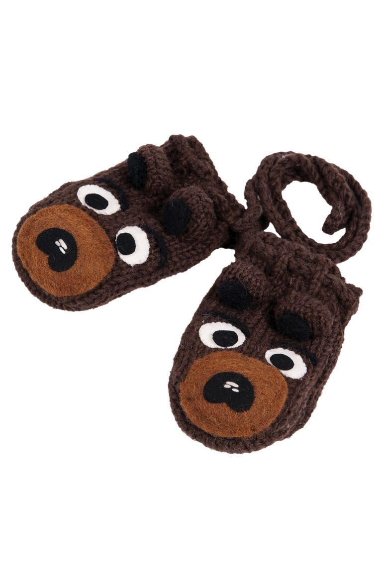 Bear Mittens, Main, color, Brown