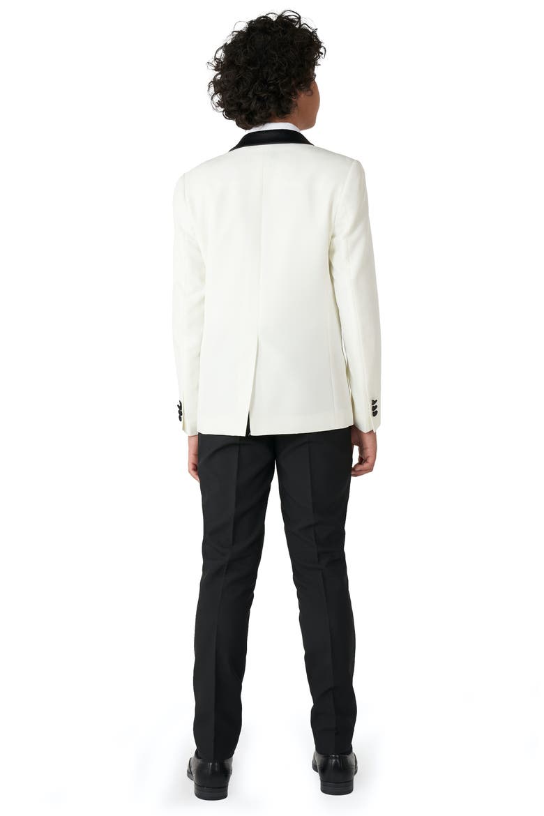 Kids' Black & White Two-Piece Tuxedo Suit with Bow Tie, Alternate, color, WHITE