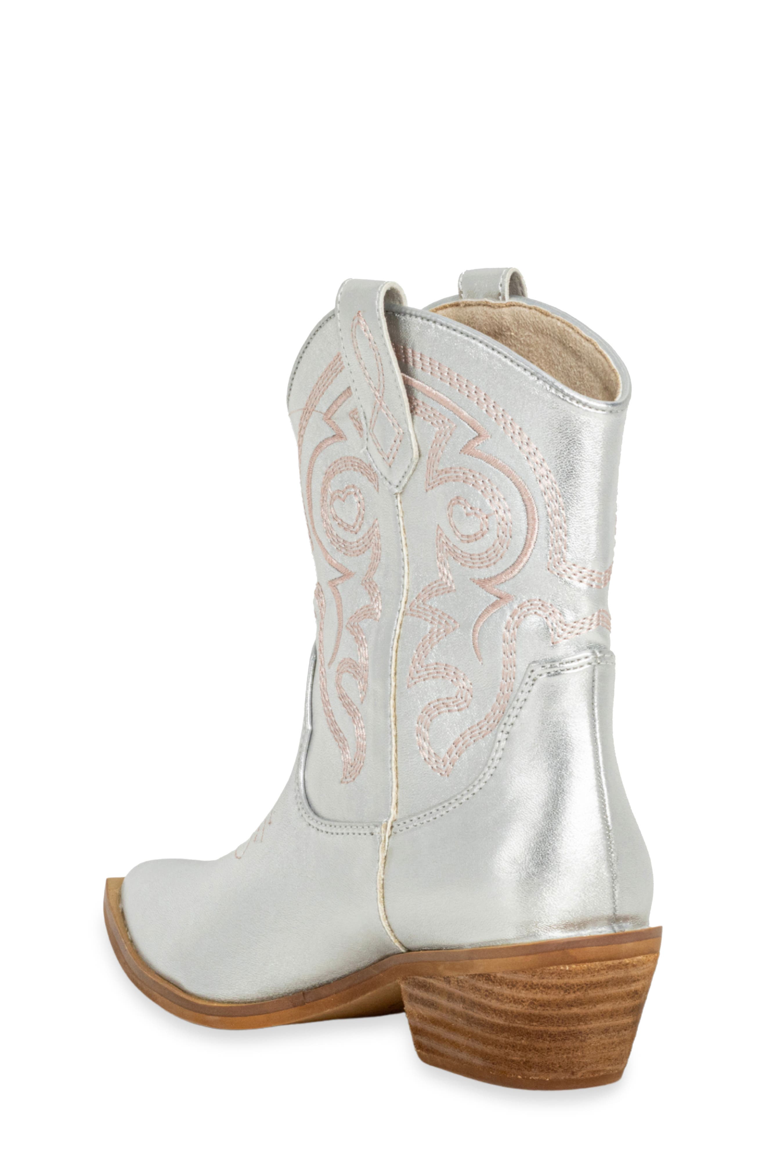 Kids' Zita Mini Western Boot, Alternate, color, SILVER