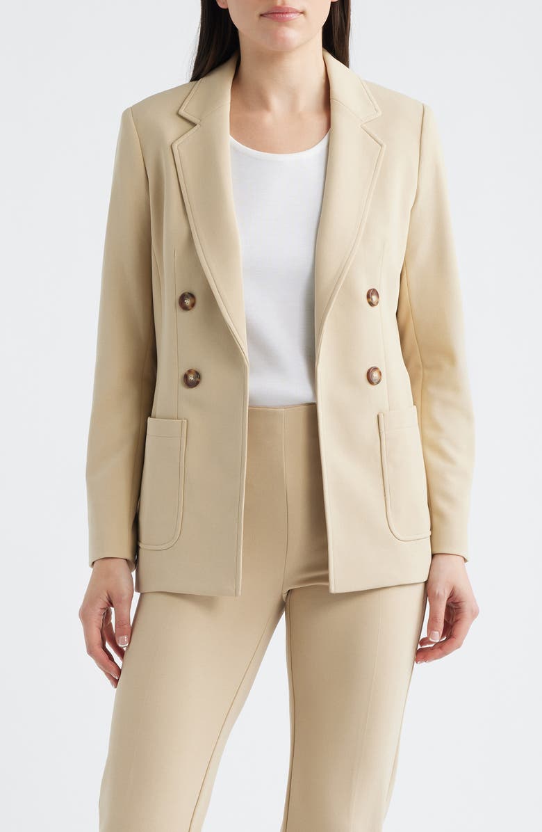 Anne Klein Double Breasted Blazer, Main, color, Safari