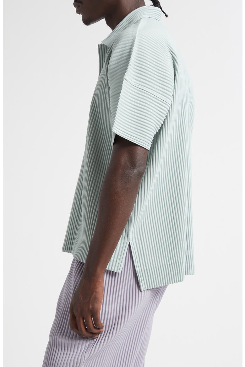 Monthly Colors July Pleated Short Sleeve Button-Up Shirt, Alternate, color, SERICITE BLUE