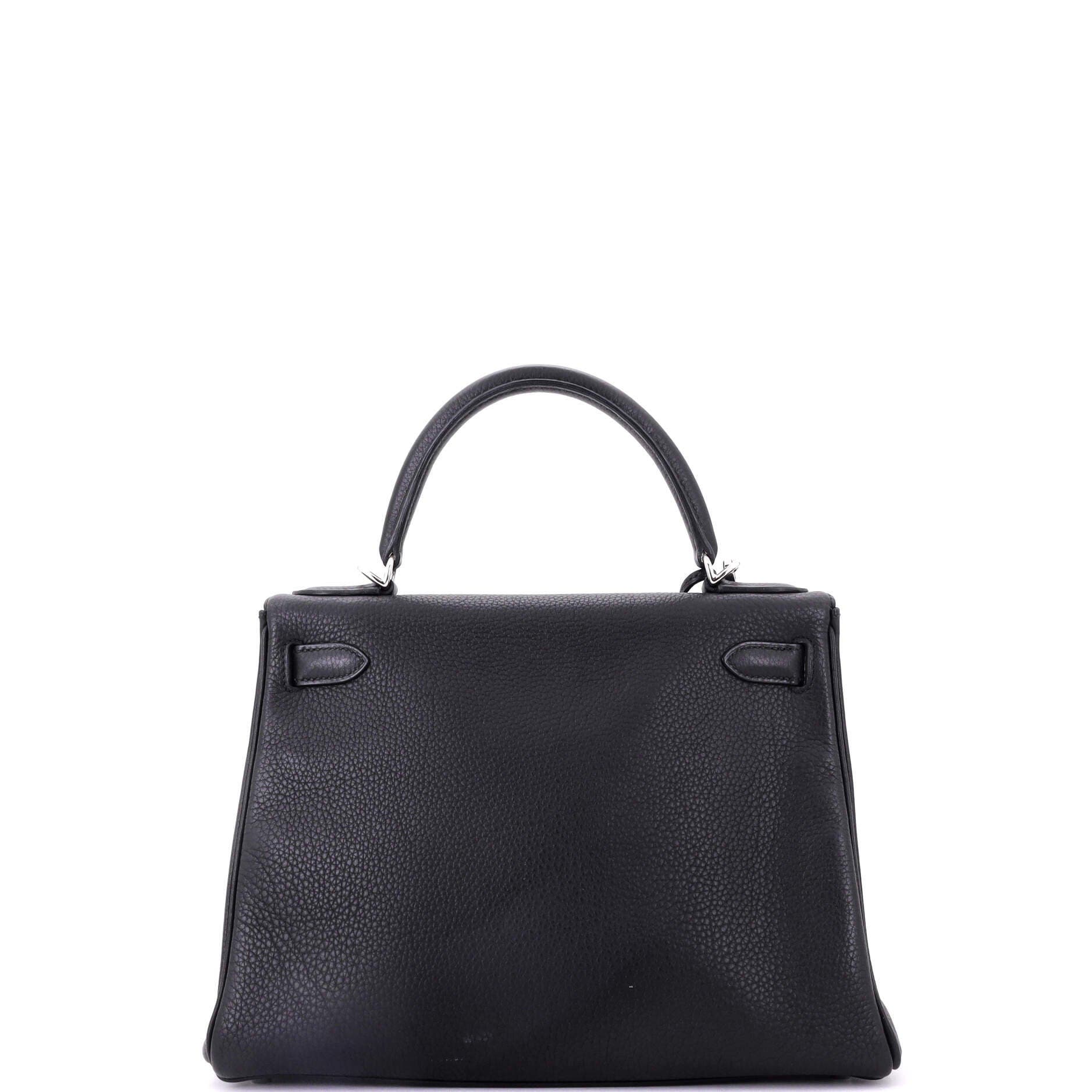 Pre-Owned Hermes Kelly Handbag Black Togo with Palladium Hardware 28, Alternate, color, 